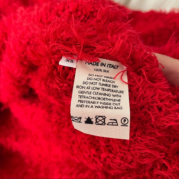 MANSUR GAVRIEL fuzzy faux-fur silk red sweater - Picture 4 of 10